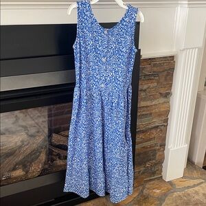Blue Floral Sleeveless Dress